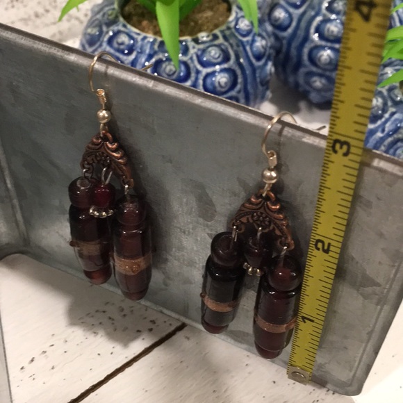 Purple Indian Dangle Earrings - Picture 7 of 7